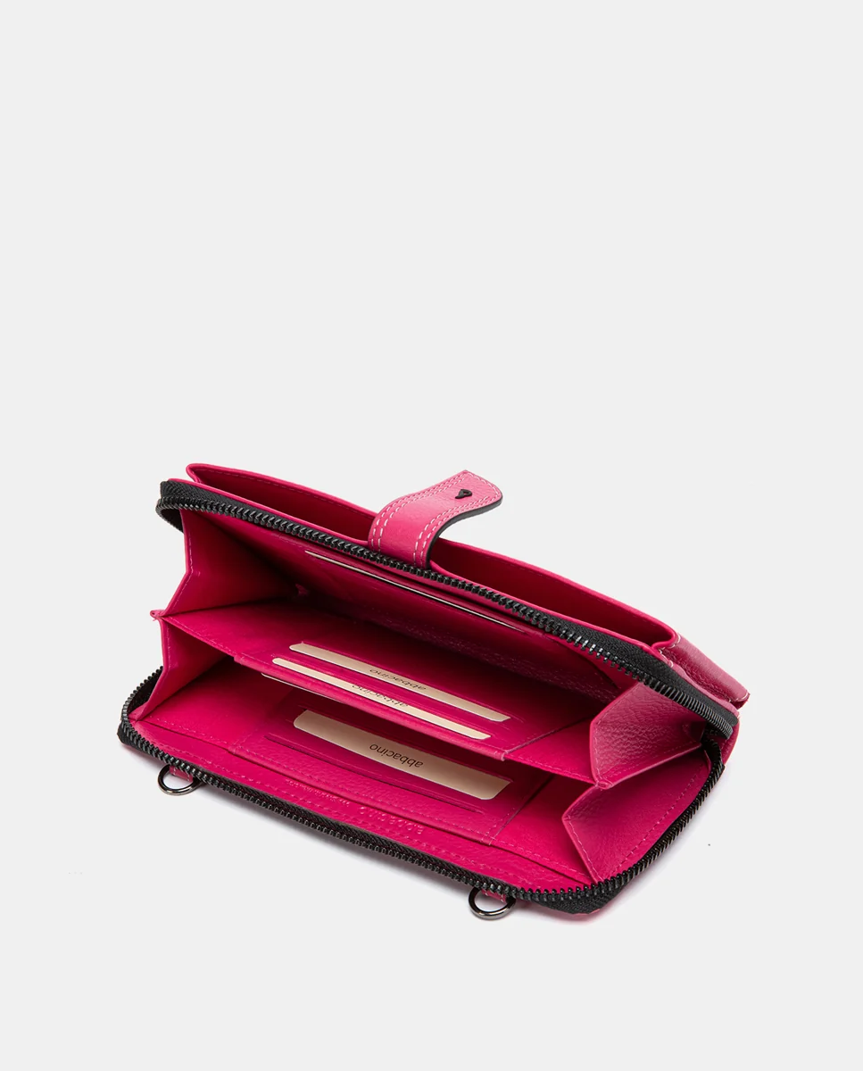 Cartera grande de piel fucsia - Imagen 3