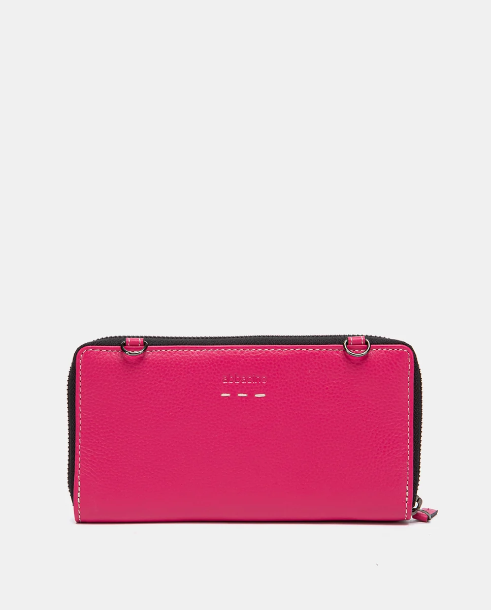 Cartera grande de piel fucsia - Imagen 4
