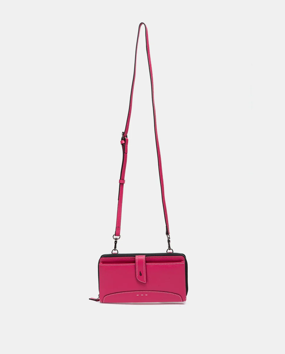 Cartera grande de piel fucsia - Imagen 5