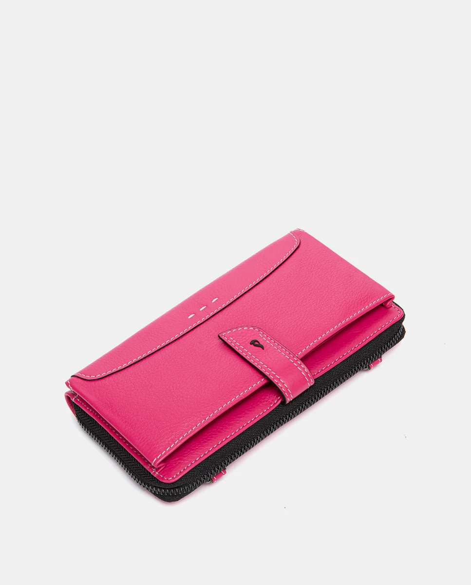 Cartera grande de piel fucsia - Imagen 7