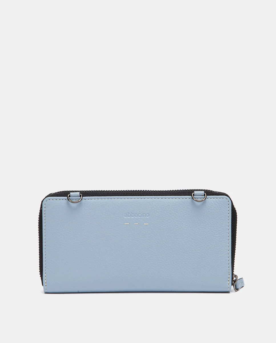 Cartera grande de piel azul claro - Imagen 4