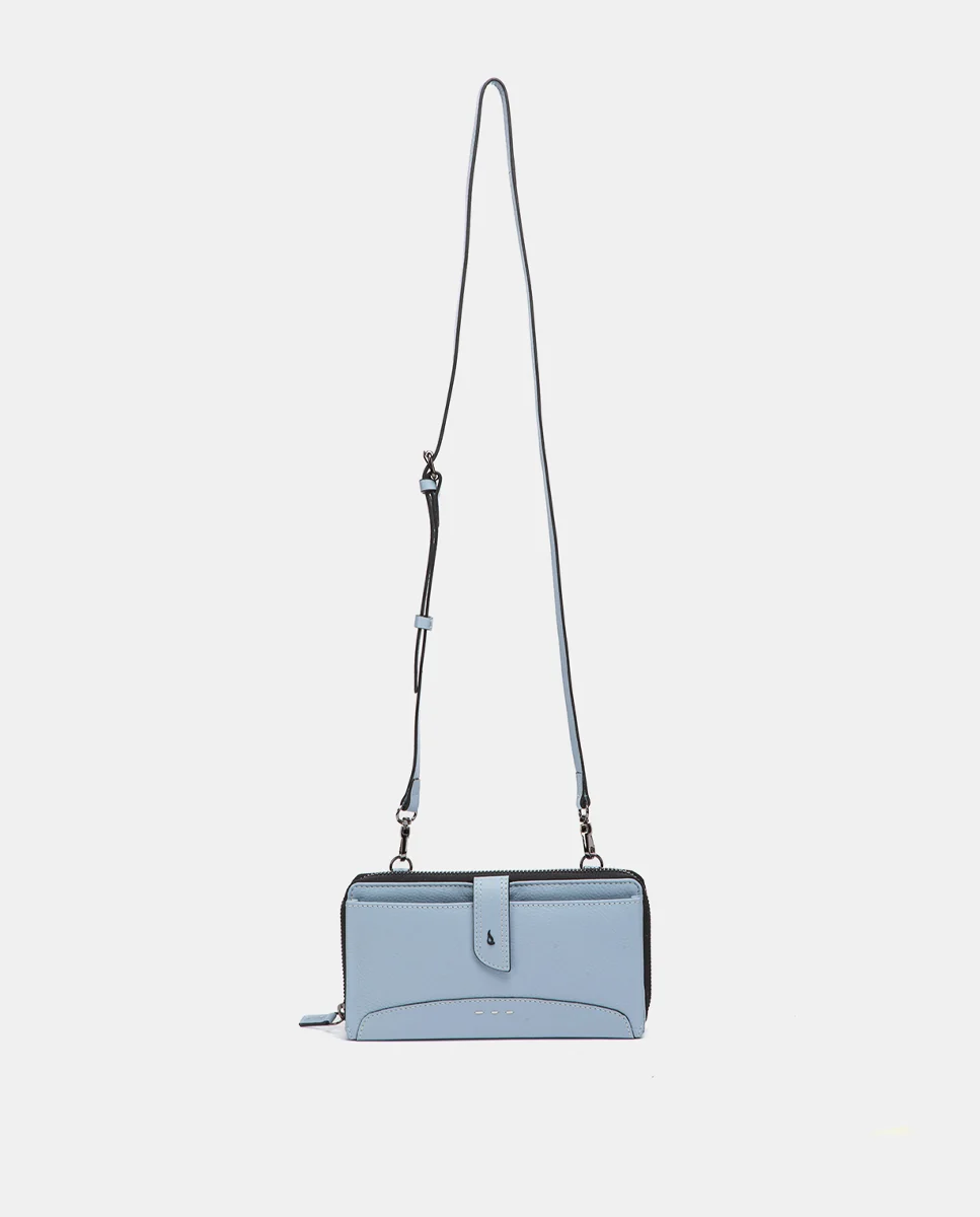 Cartera grande de piel azul claro - Imagen 5