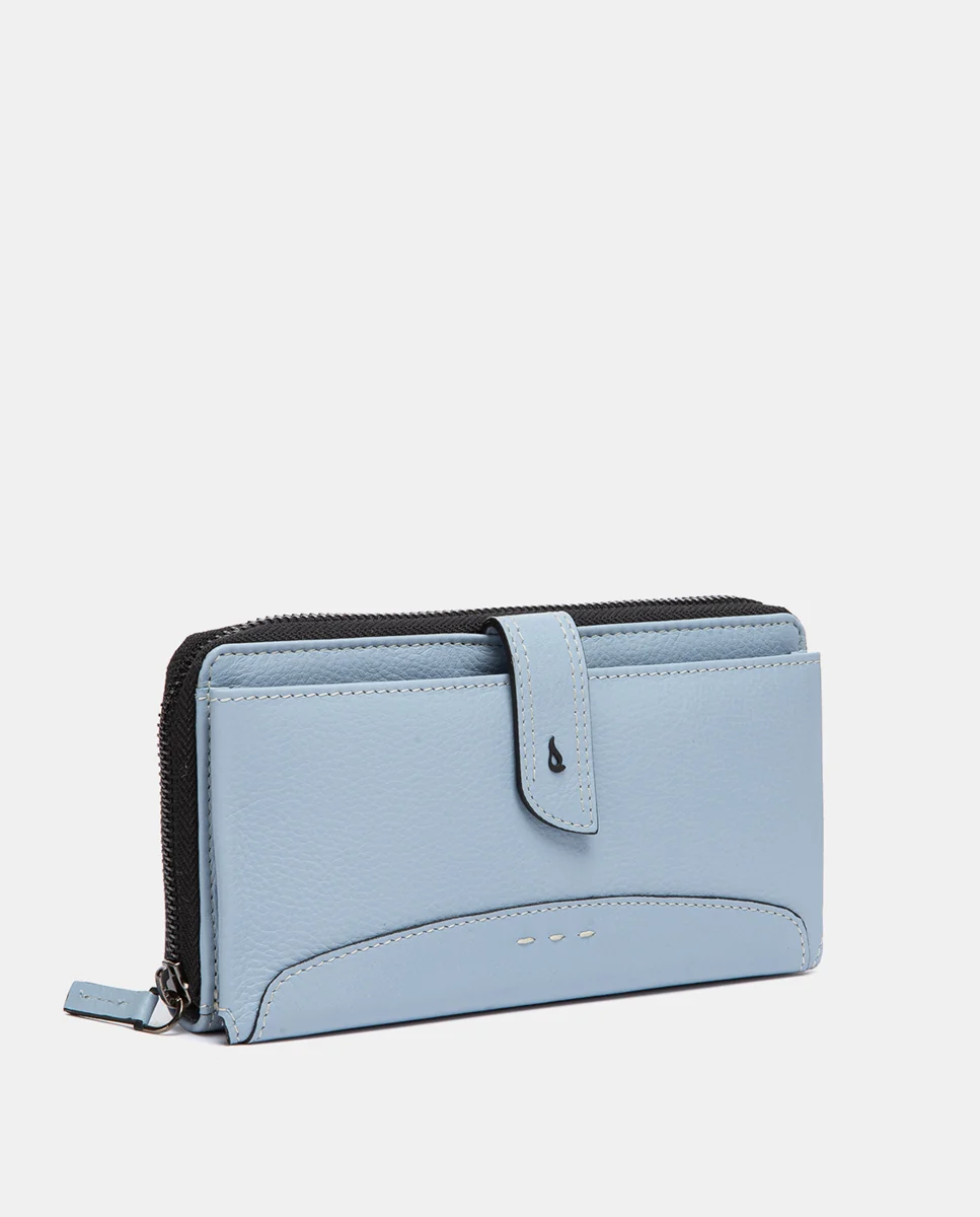 Cartera grande de piel azul claro - Imagen 6