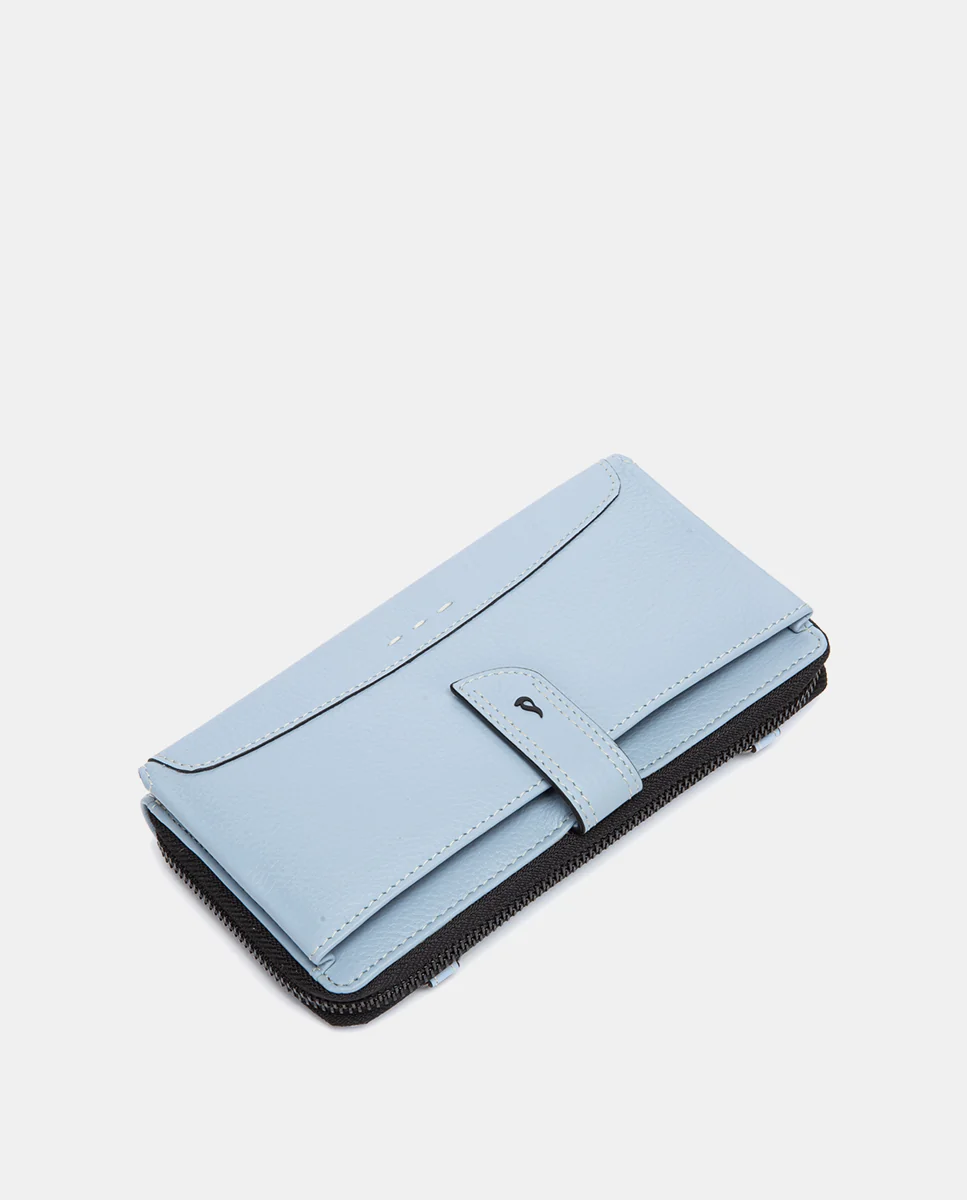 Cartera grande de piel azul claro - Imagen 7