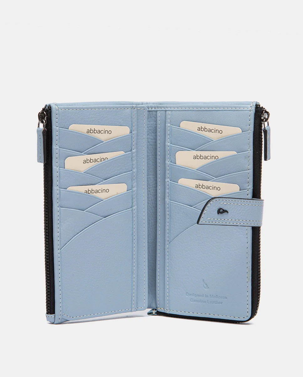 Cartera grande de piel azul claro - Imagen 3