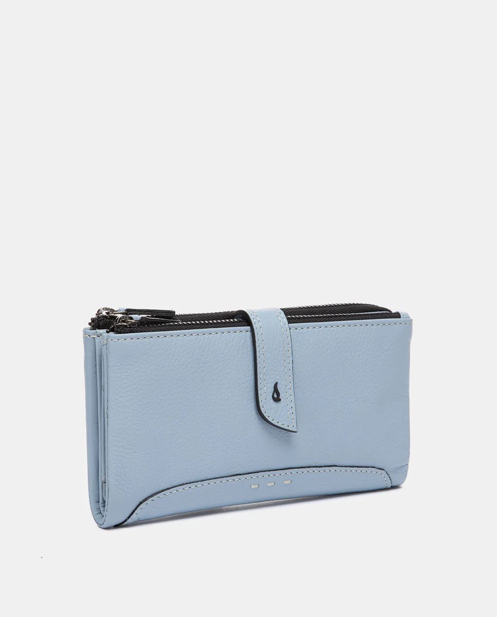 Cartera grande de piel azul claro - Imagen 5