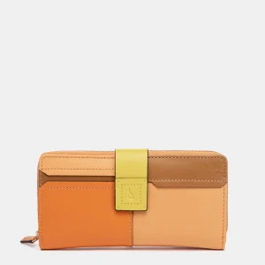 Cartera grande de piel naranja