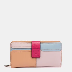 Cartera grande de piel fucsia