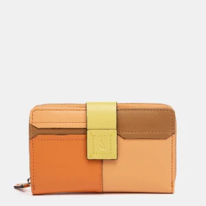 Cartera mediana de piel naranja