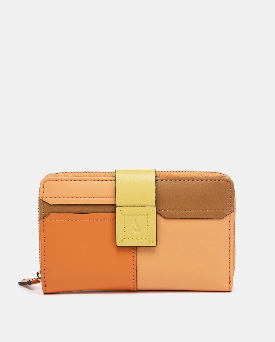 Cartera mediana de piel naranja