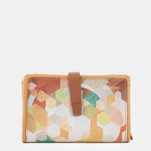 Cartera mediana en piel con estampado ámbar