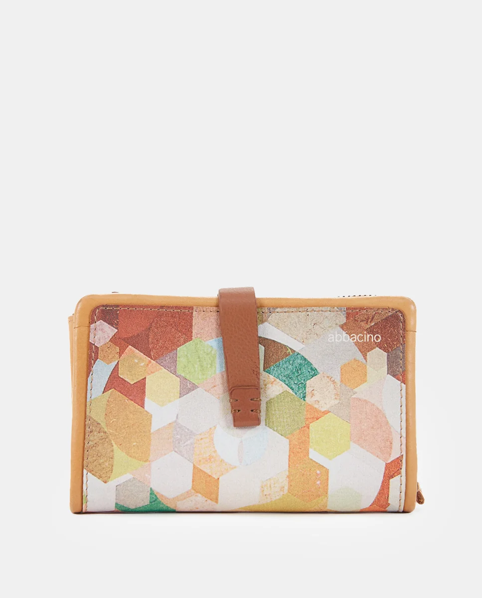 Cartera mediana en piel con estampado ámbar