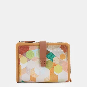 Cartera pequeña en piel con estampado ámbar