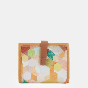 Tarjetero en piel con estampado ámbar