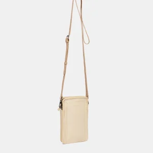 Bolso para móvil de piel beige