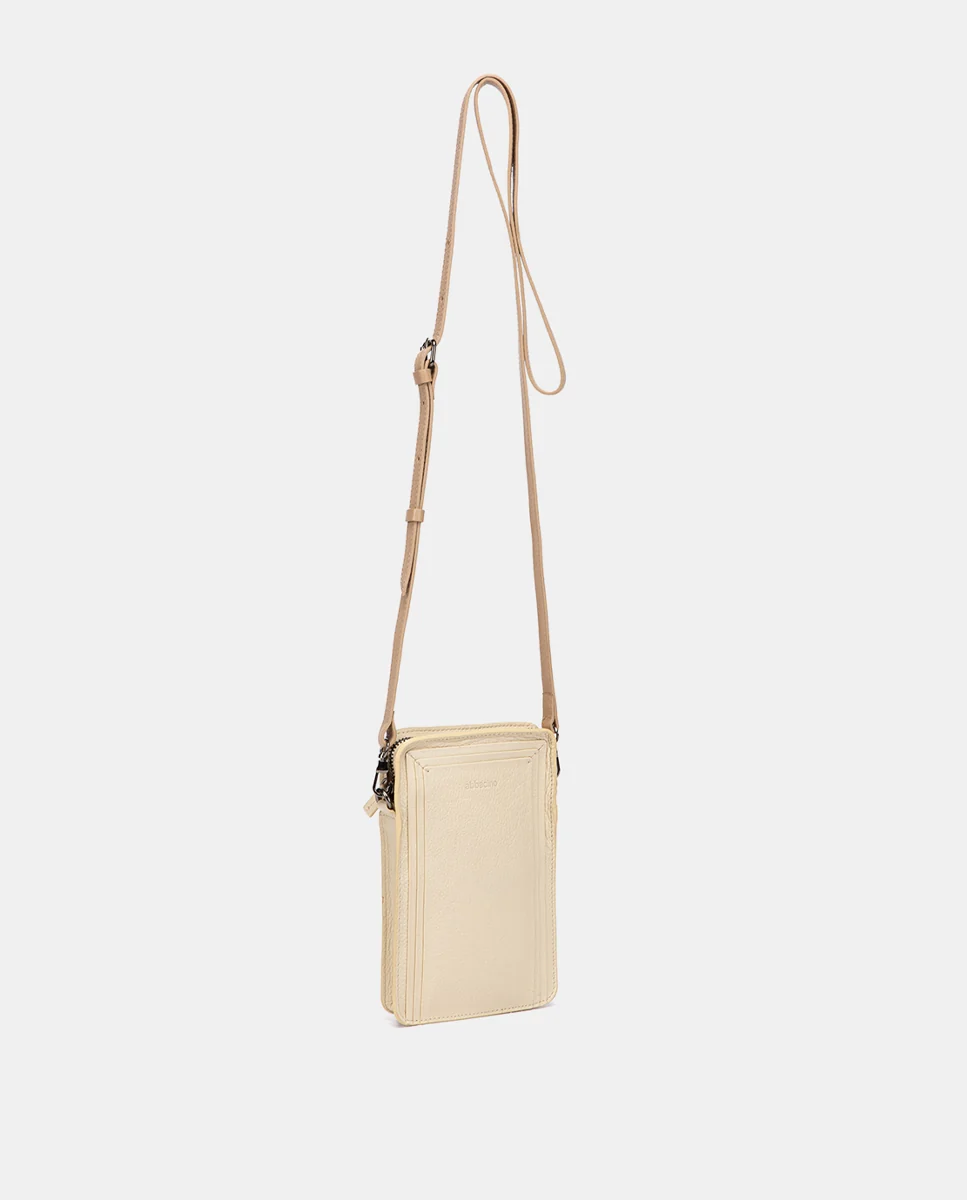 Bolso para móvil de piel beige