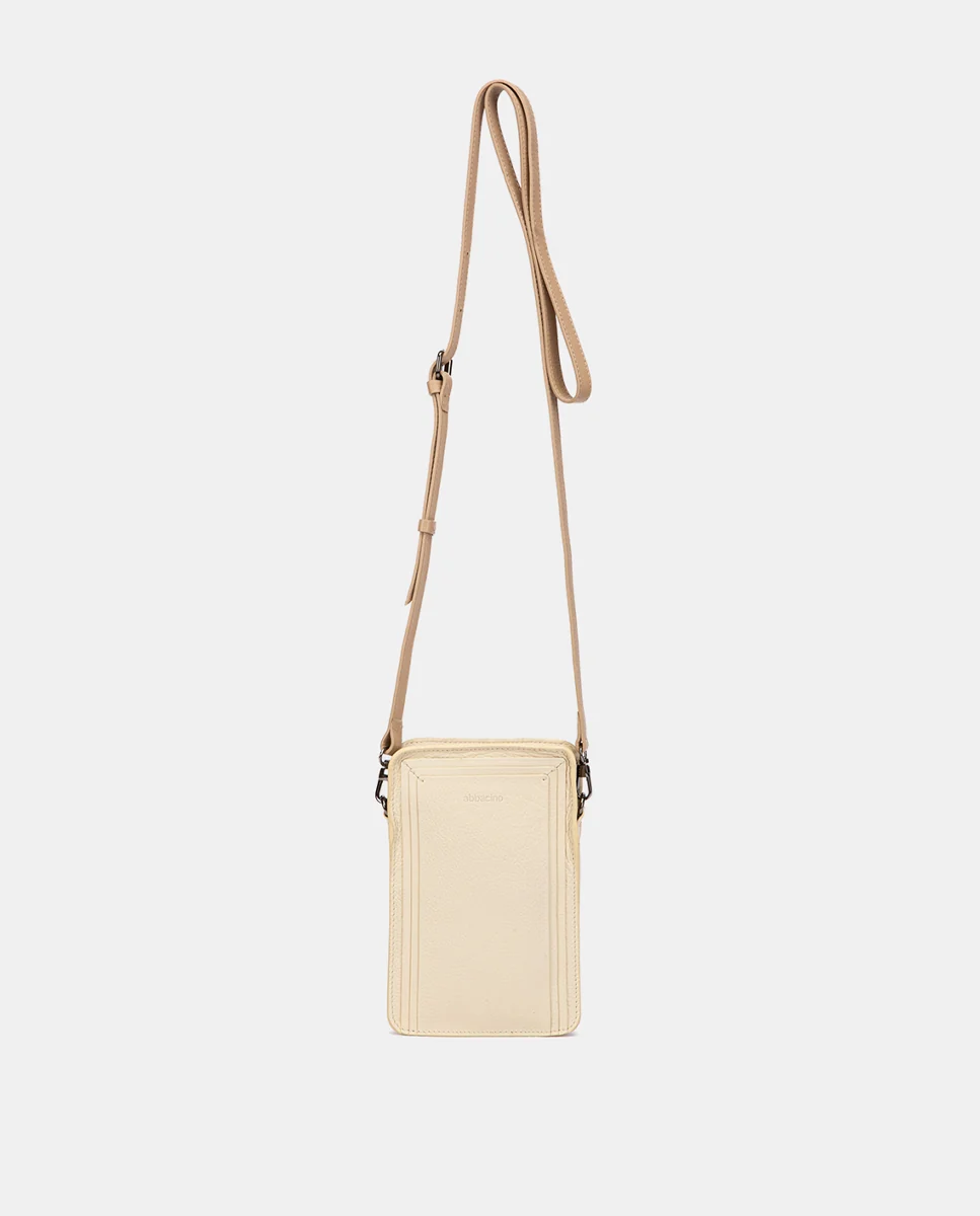Bolso para móvil de piel beige - Imagen 3