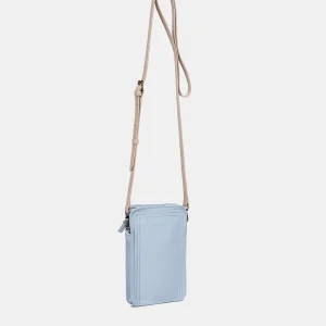 Bolso para móvil de piel azul claro