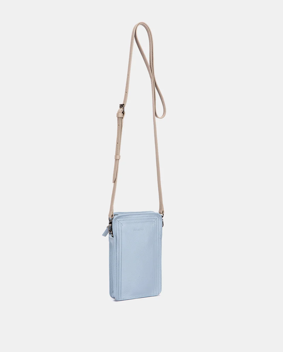 Bolso para móvil de piel azul claro - Imagen 2