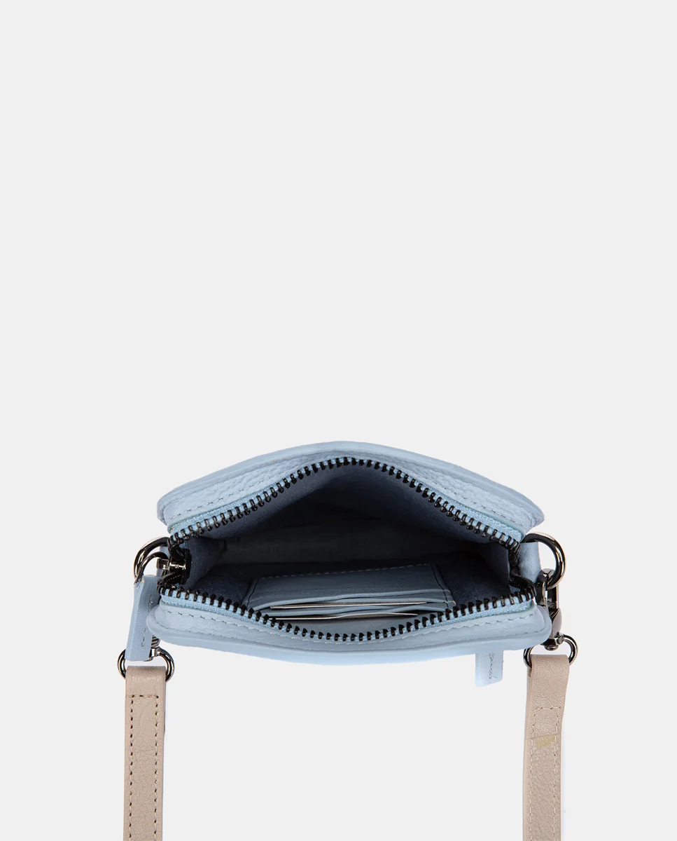 Bolso para móvil de piel azul claro - Imagen 6