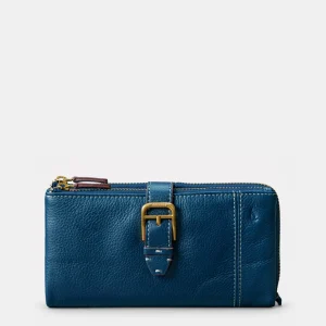 Cartera grande de mujer en piel azul