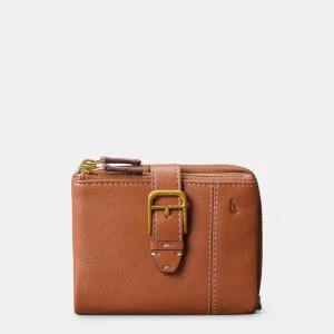 Cartera pequeña de mujer en piel cognac