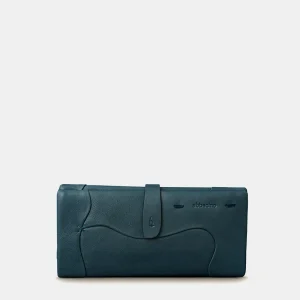 Cartera grande de mujer en piel azul
