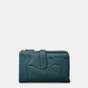 Cartera mediana de mujer en piel azul