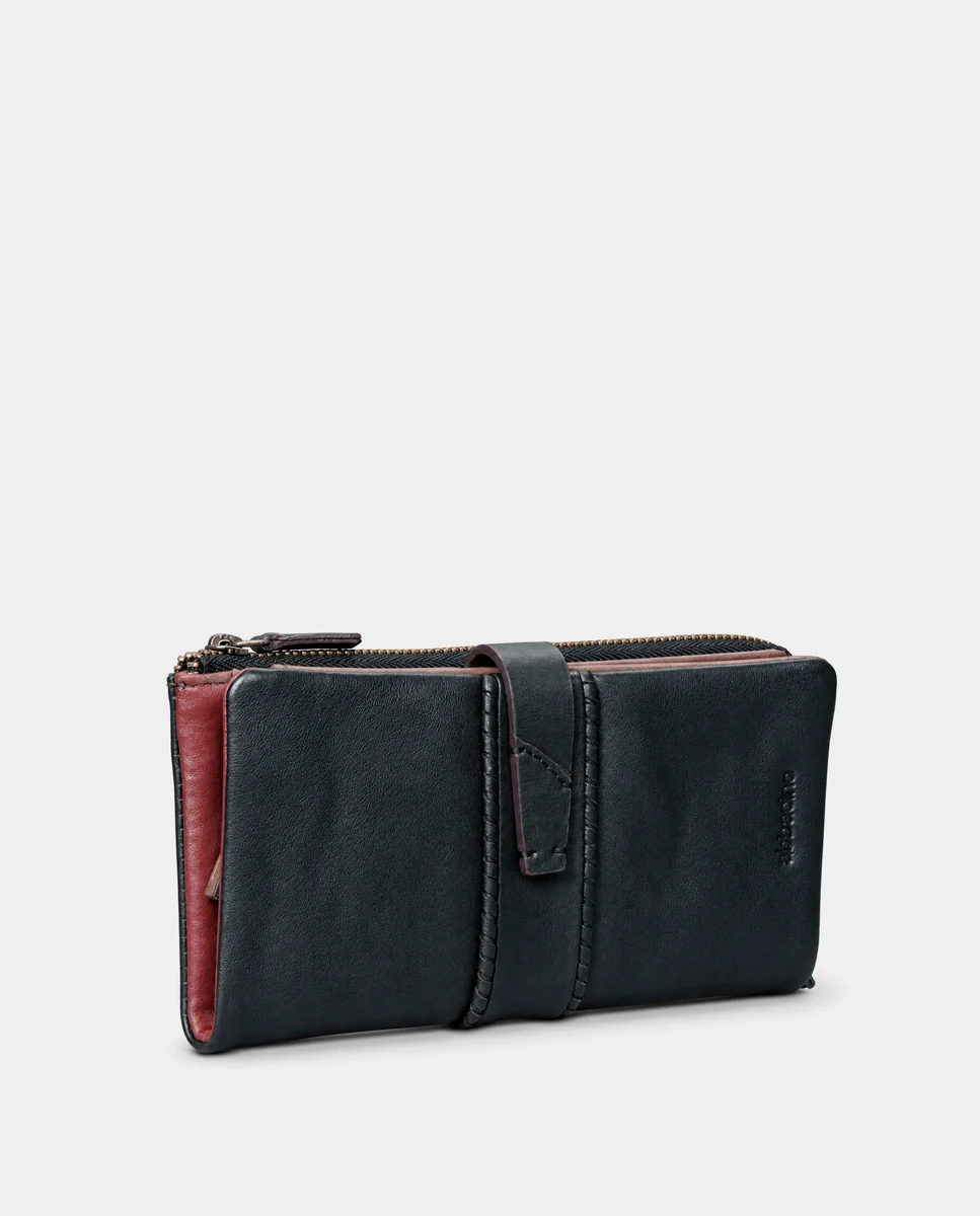 Cartera grande de mujer en piel negra - Imagen 4