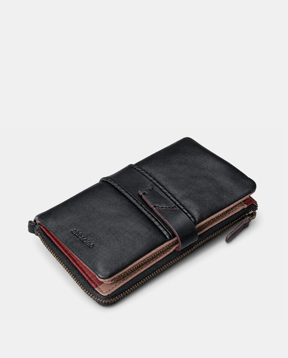Cartera grande de mujer en piel negra - Imagen 6