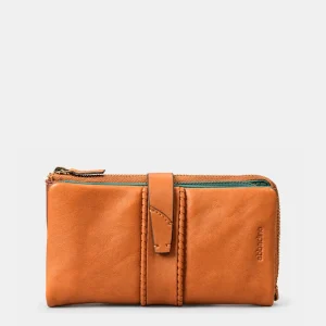 Cartera grande de mujer en piel cognac