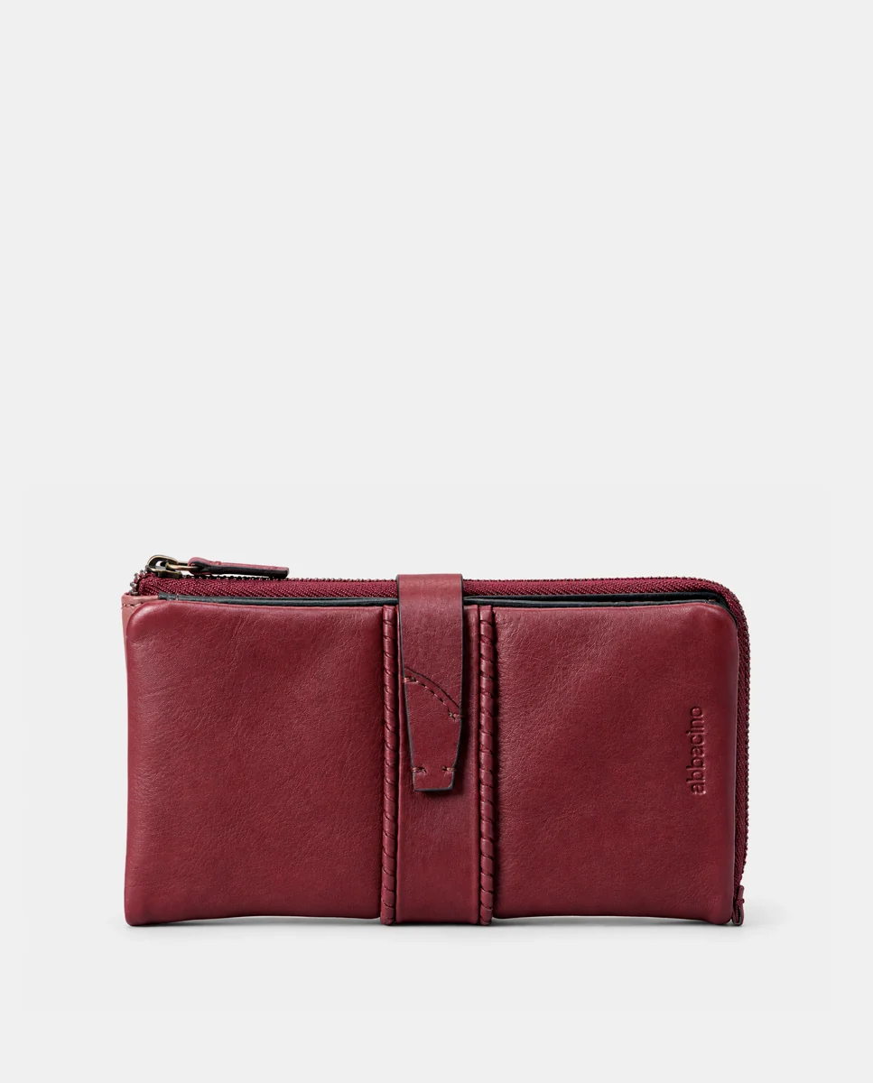 Cartera grande de mujer en piel burdeos - Imagen 2
