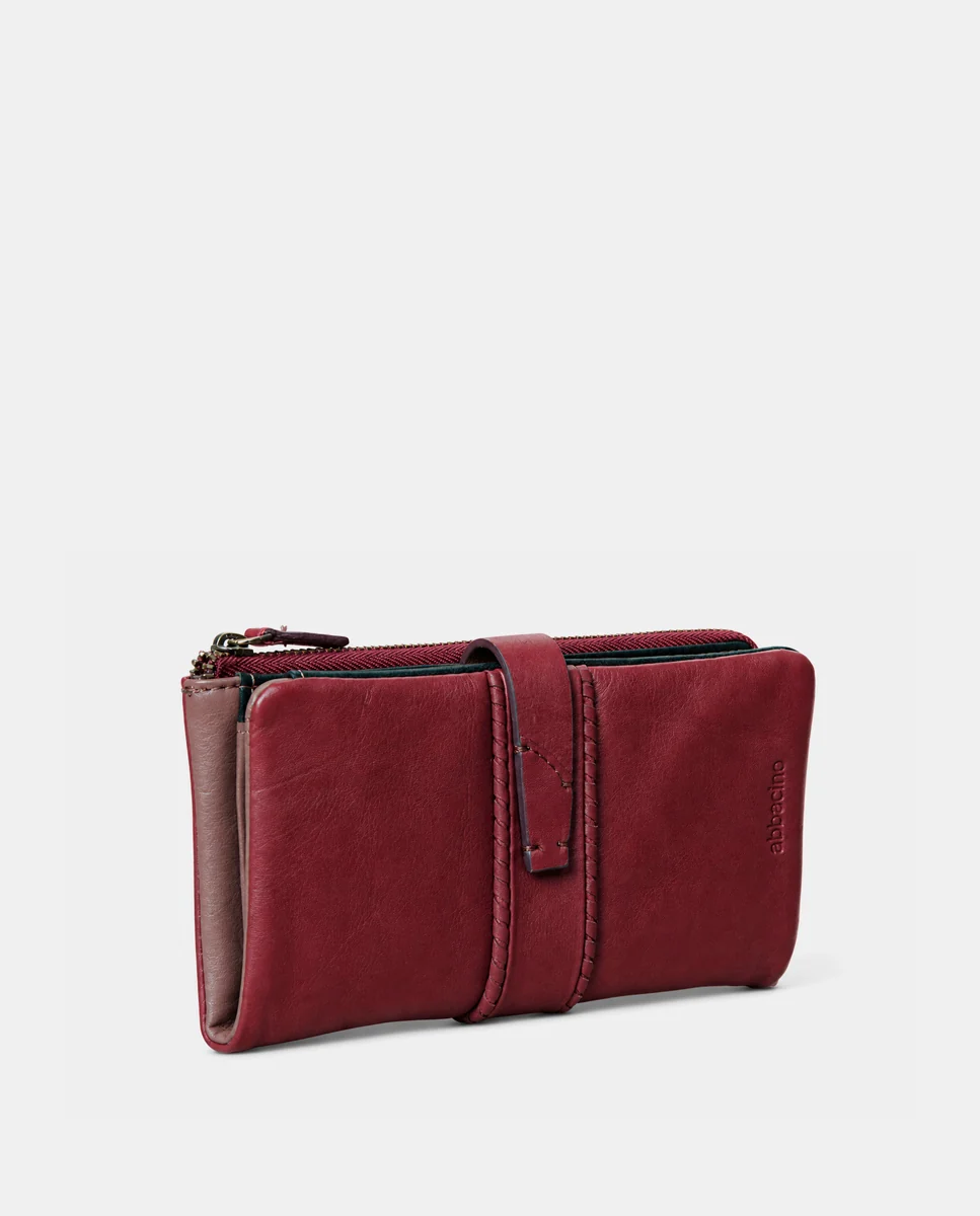 Cartera grande de mujer en piel burdeos - Imagen 4