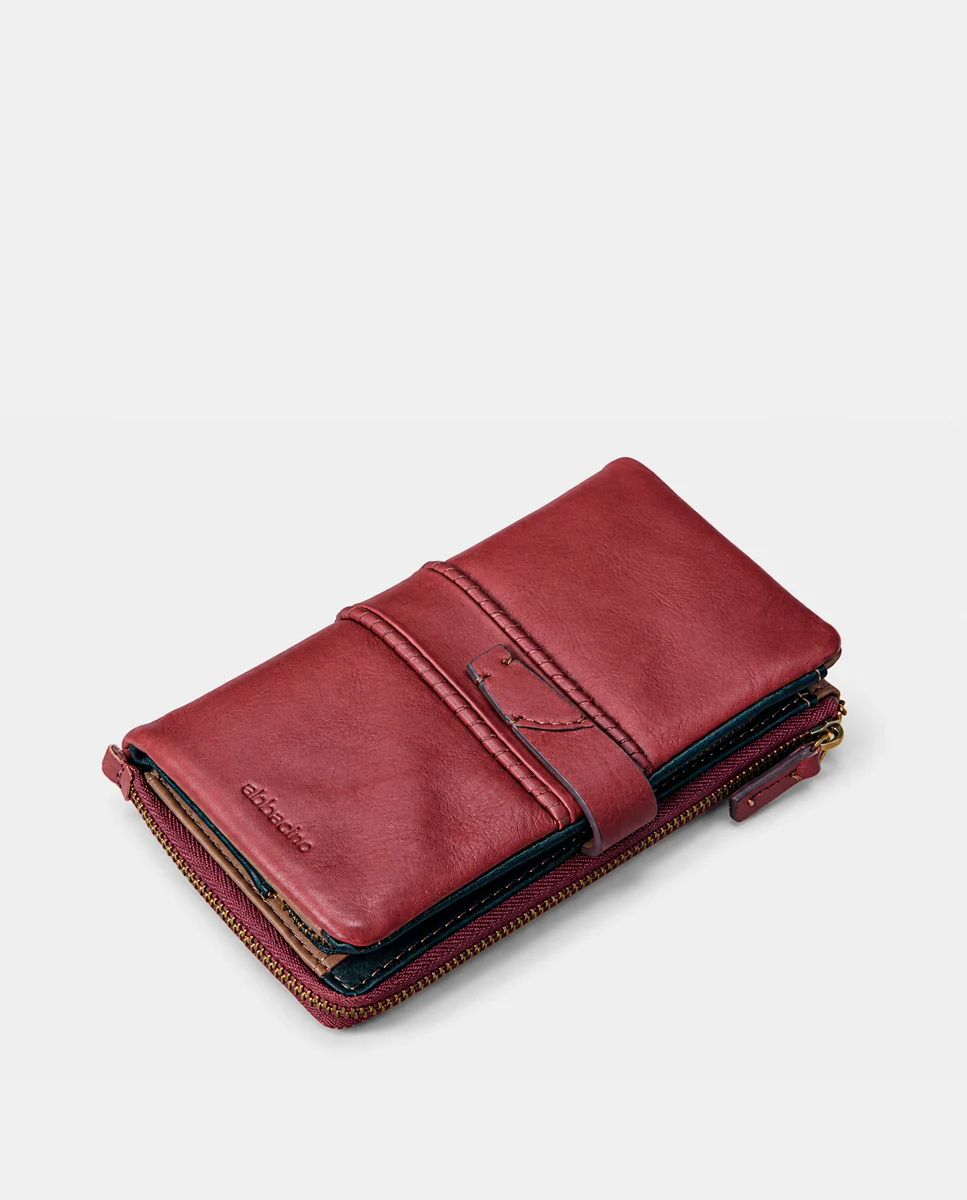 Cartera grande de mujer en piel burdeos - Imagen 7