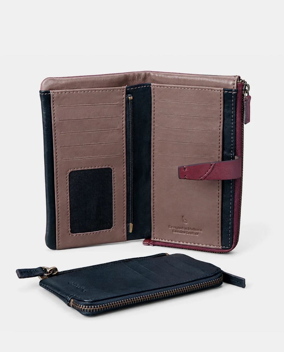 Cartera grande de mujer en piel burdeos - Imagen 8