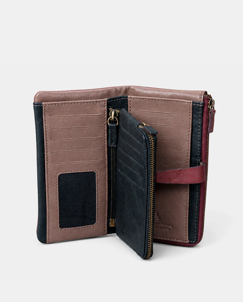 Cartera grande de mujer en piel burdeos - Imagen 3
