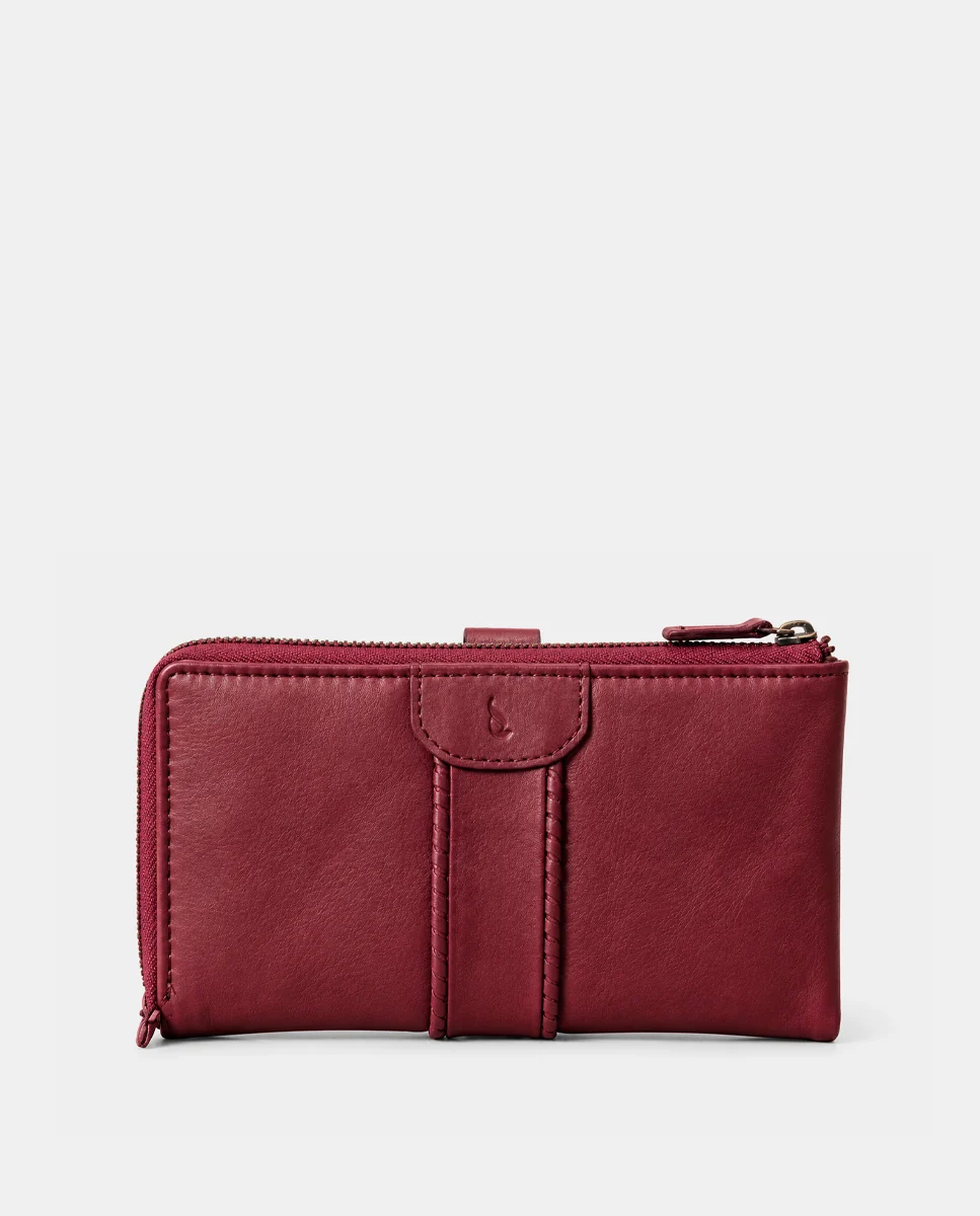 Cartera grande de mujer en piel burdeos - Imagen 5