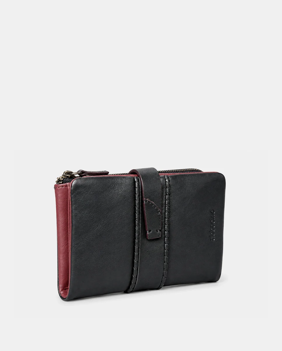 Cartera mediana de mujer en piel negra - Imagen 4