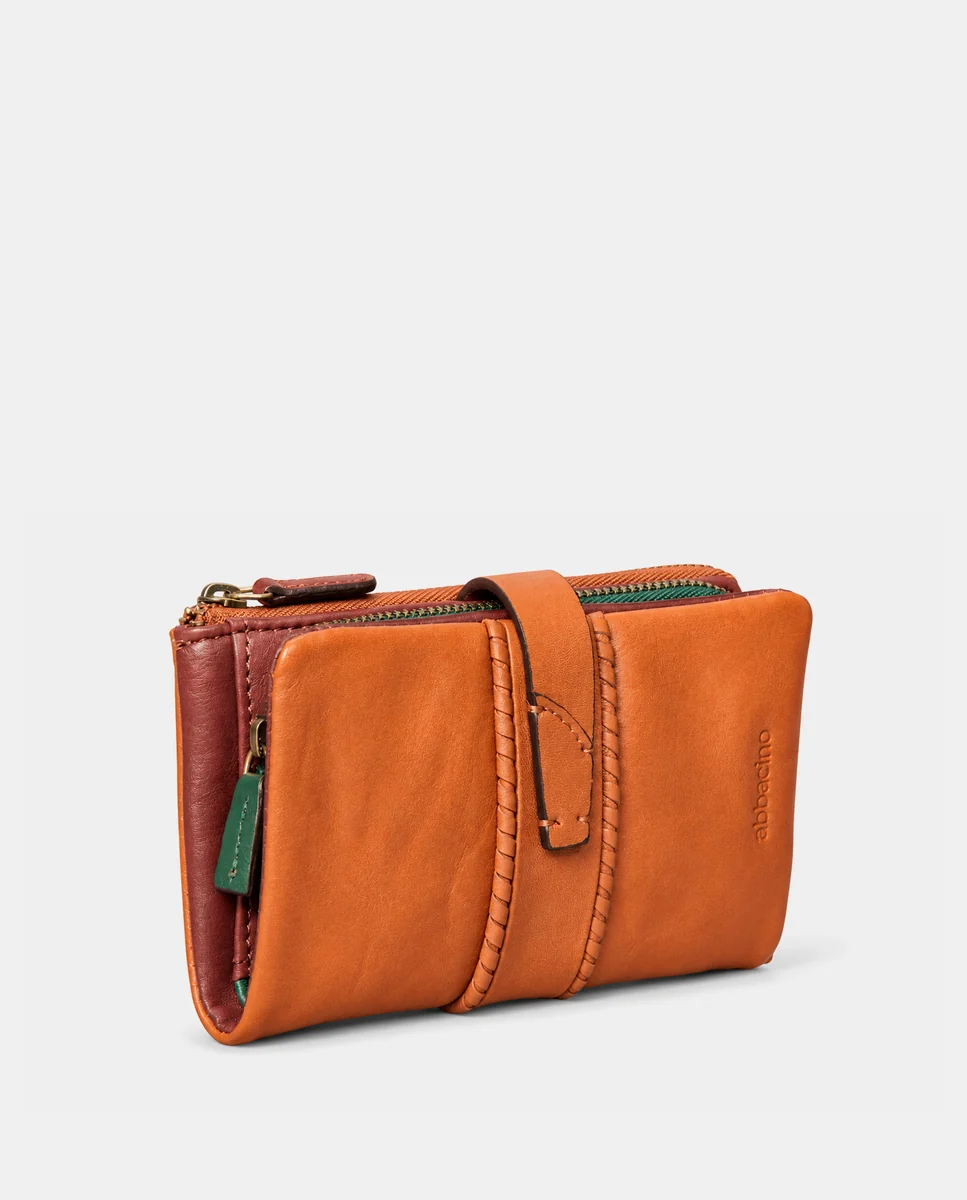 Cartera mediana de mujer en piel cognac - Imagen 4