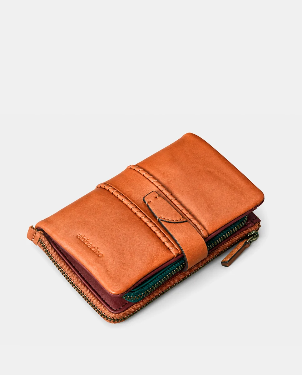 Cartera mediana de mujer en piel cognac - Imagen 6