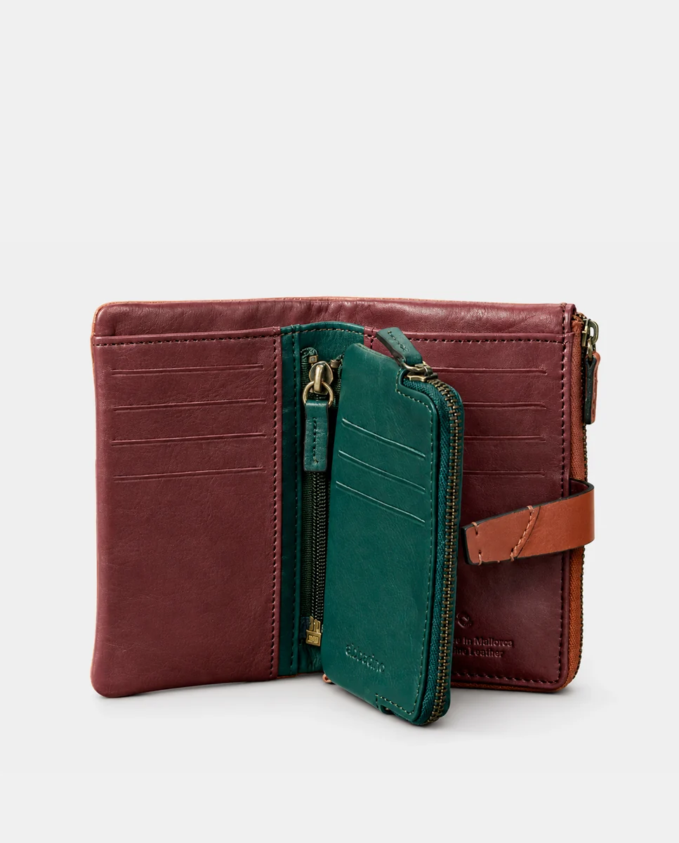Cartera mediana de mujer en piel cognac - Imagen 3