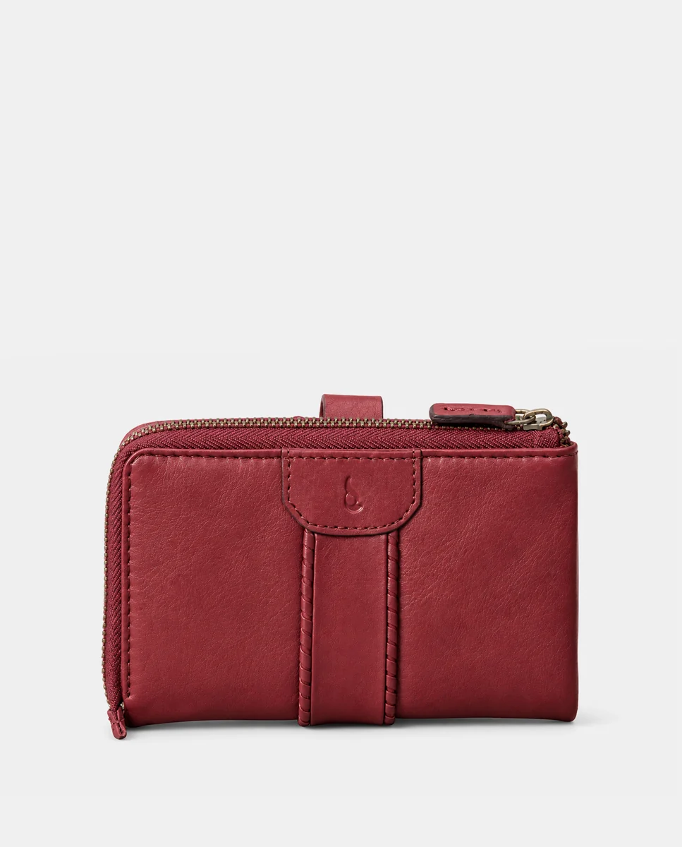Cartera mediana de mujer en piel burdeos - Imagen 5