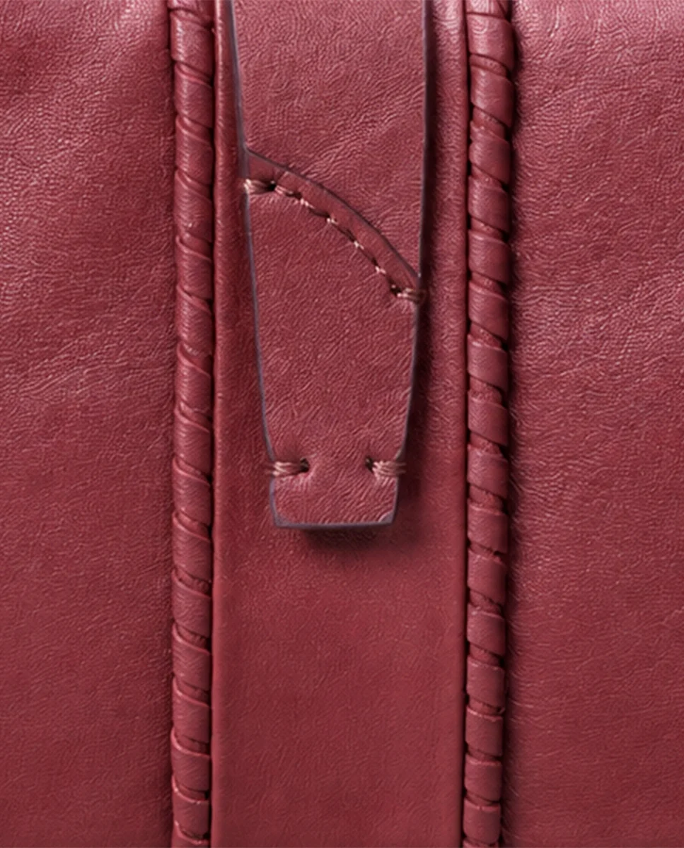 Cartera mediana de mujer en piel burdeos - Imagen 9