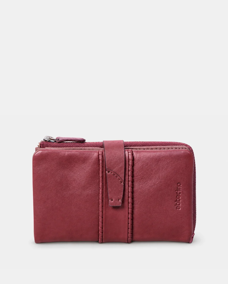Cartera mediana de mujer en piel burdeos