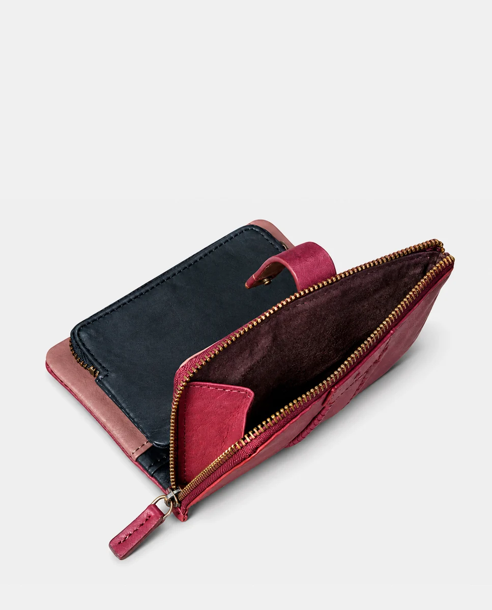 Cartera mediana de mujer en piel burdeos - Imagen 7