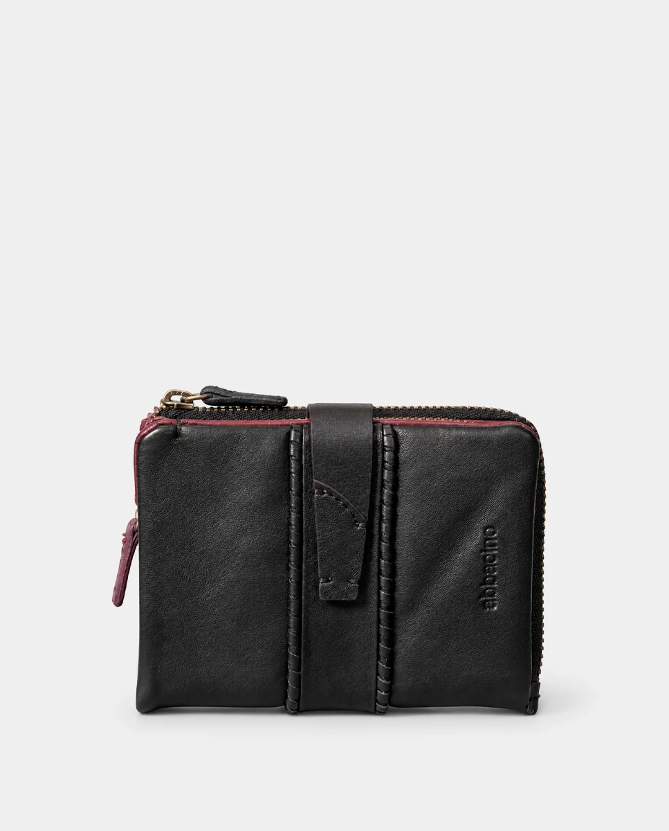 Cartera pequeña de mujer en piel negra - Imagen 2