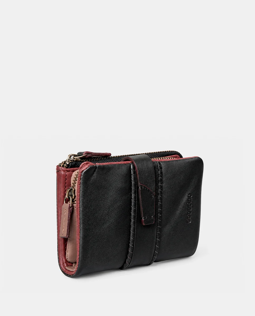 Cartera pequeña de mujer en piel negra - Imagen 4