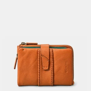 Cartera pequeña de mujer en piel cognac