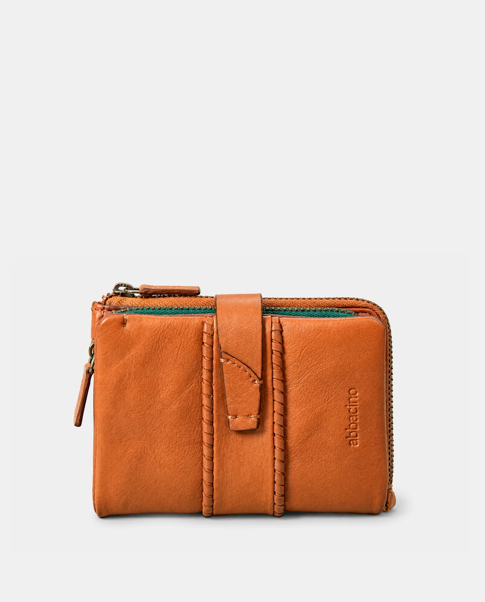 Cartera pequeña de mujer en piel cognac