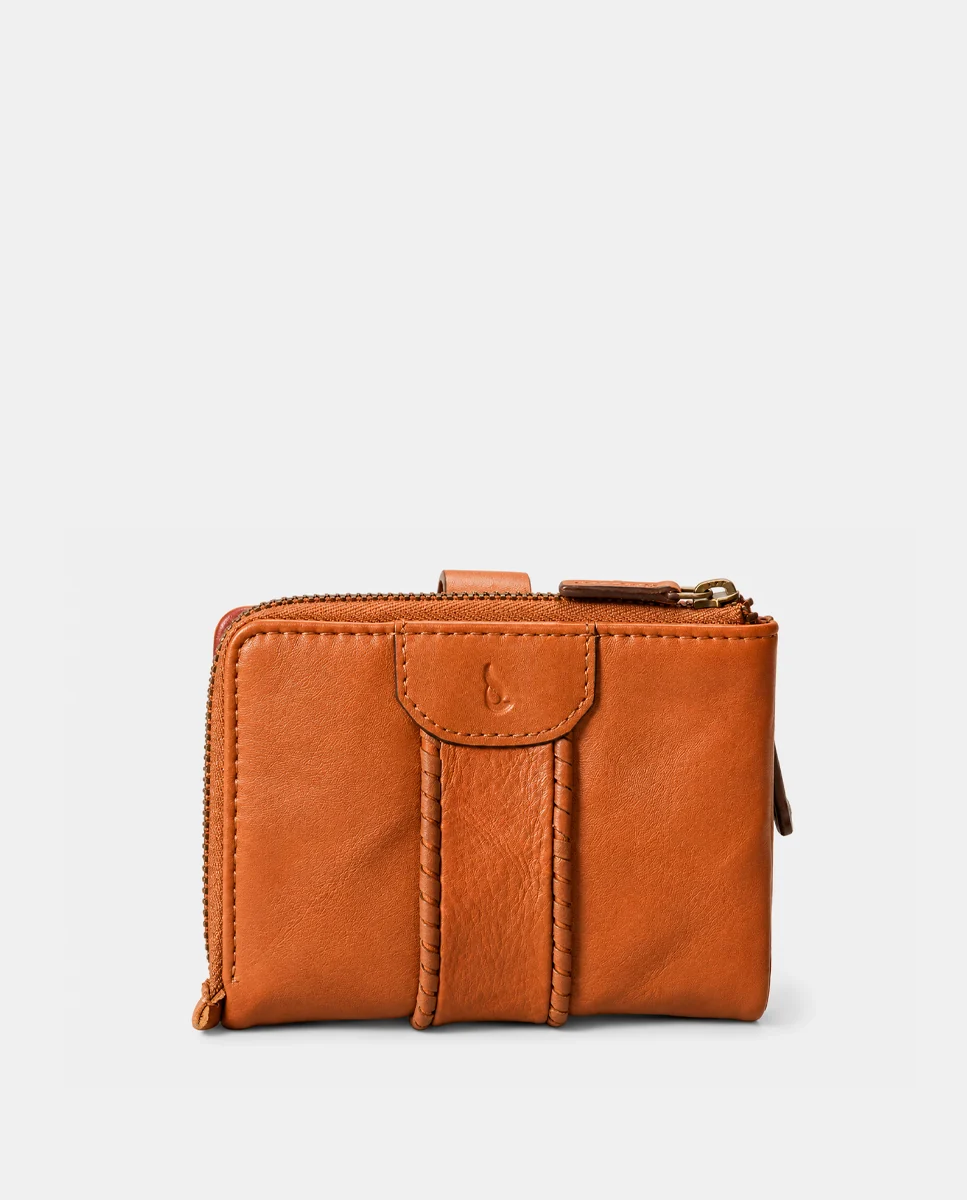Cartera pequeña de mujer en piel cognac - Imagen 5